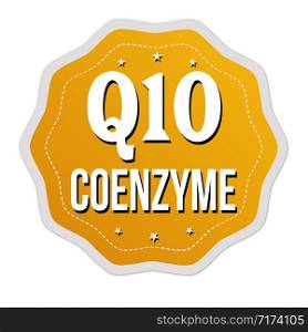 Q10 coenzyme label or sticker on white background, vector illustration