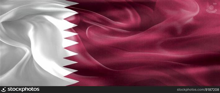 Qatar flag - realistic waving fabric flag
