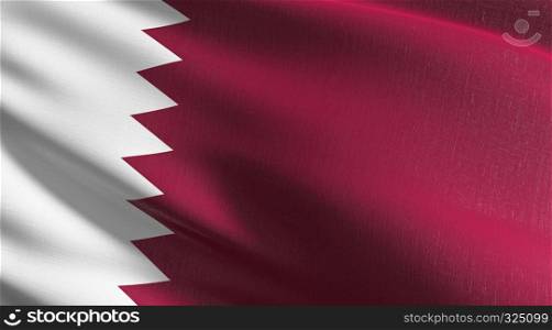 Qatar national flag blowing in the wind isolated. Official patriotic abstract design. 3D rendering illustration of waving sign symbol.