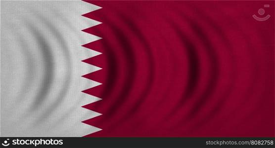 Qatari national official flag. Patriotic symbol, banner, element, background. Correct colors. Flag of Qatar wavy with real detailed fabric texture, accurate size, illustration