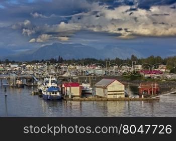 Quaint fishing village of Petersburg in Southeast Alaska, United States. Location is on Mitkof Island&rsquo;s northern end, where Wrangell Narrows joins Frederick Sound.