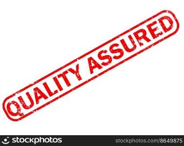 Quality Assured red grunge rubber stamp on white background. Quality Assured stamp sign. Quality Assured symbol. Flat style.