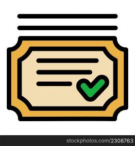 Quality license icon. Outline quality license vector icon color flat isolated. Quality license icon color outline vector