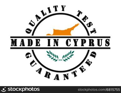 Quality test guaranteed stamp with a national flag inside, Cyprus