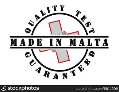 Quality test guaranteed stamp with a national flag inside, Malta