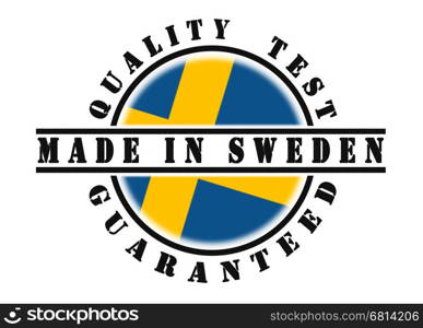 Quality test guaranteed stamp with a national flag inside, Sweden