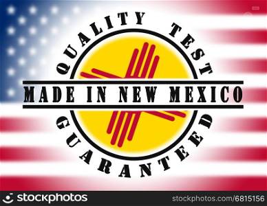 Quality test guaranteed stamp with a state flag inside, New Mexico