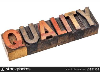 quality word abstract - an isolated banner in vintage letterpress wood type stained by color inks