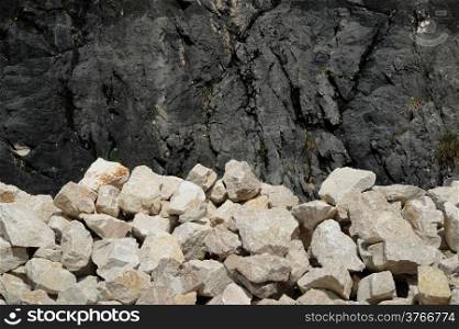 Quarry with a stack of rocks