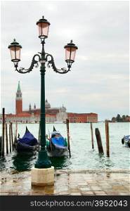 Quay in Venice and San Giorgio Maggiore church in the background, Italy
