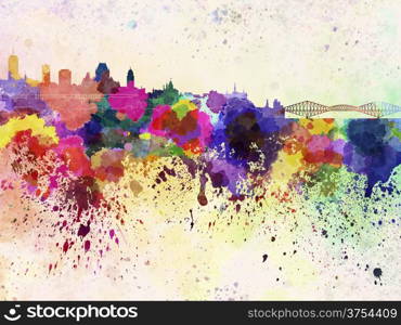 Quebec skyline in watercolor background