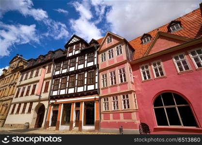 Quedlinburg city facades in Harz Germany. Quedlinburg city facades in Harz of Saxony Anhalt Germany