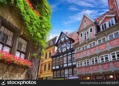 Quedlinburg city facades in Harz of Saxony Anhalt Germany. Quedlinburg city facades in Harz Germany