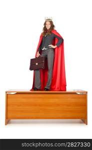 Queen businessman standing on the desk