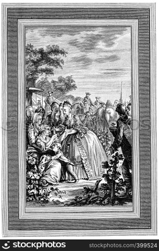 Queen Marie Antoinette by alms, vintage engraved illustration.