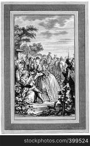 Queen Marie Antoinette by alms, vintage engraved illustration.