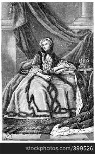 Queen Marie Leszczynska, vintage engraved illustration.