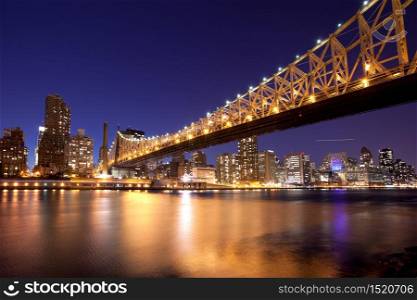 Queensboro Bridge over the East River and Upper East Side, Manhattan, New York City, NY, USA