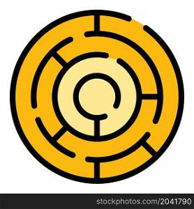 Quest labyrint icon. Outline quest labyrint vector icon color flat isolated. Quest labyrint icon color outline vector