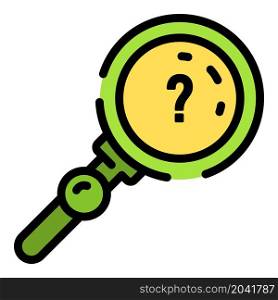 Quest question magnify glass icon. Outline quest question magnify glass vector icon color flat isolated. Quest question magnify glass icon color outline vector
