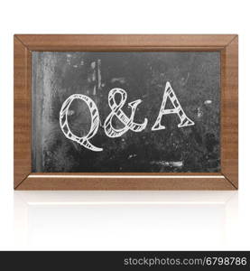 Question and answer written on blackboard, 3D rendering