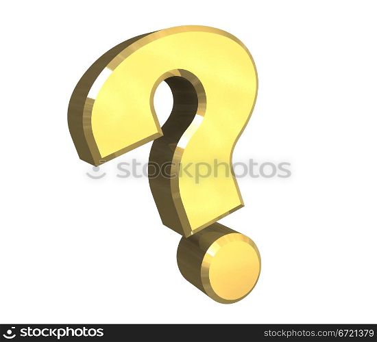question mark, help symbol in gold (3d made)