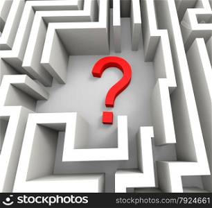 Question Mark In Maze Shows Thinking And Puzzled