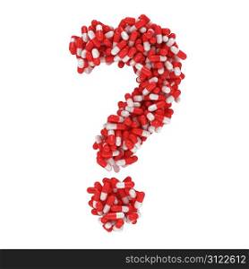 Question mark made from red and white capsules