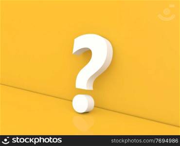 Question mark on a yellow background. 3d render illustration. 