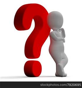 Question Marks And Man Showing Confusion Or Unsure. Question Marks And Man Shows Confusion Or Unsure