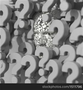 Question orDilemmaConcept with the Head of a Man, Thinking Man withQuestion Mark,Portrait of Thoughtful Man Surrounded by Problems or Difficulties in Life