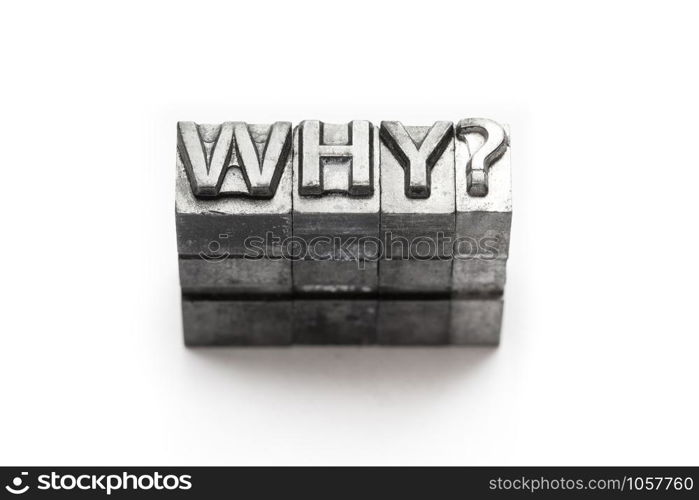 Question word, who, what, when, where, why, letterpress,
