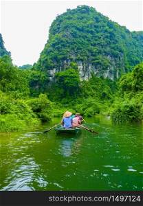 Quiet Ride On Peaceful Tam Coc River, Ninh Binh, Vietnam