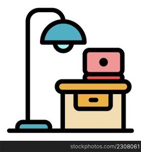 Quiet space workplace icon. Outline quiet space workplace vector icon color flat isolated. Quiet space workplace icon color outline vector