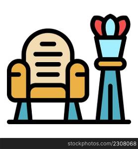 Quiet spaces armchair icon. Outline quiet spaces armchair vector icon color flat isolated. Quiet spaces armchair icon color outline vector