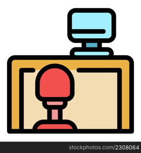 Quiet spaces desktop computer icon. Outline quiet spaces desktop computer vector icon color flat isolated. Quiet spaces desktop computer icon color outline vector