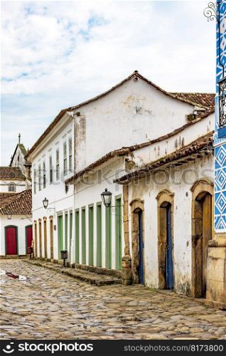 Quiet street in the historic city of Paraty in the state of Rio de Janeiro with its colonial-style houses and cobblestone street. Quiet street in the historic city of Paraty in the state of Rio de Janeiro