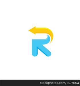 R letter arrow 3D icon vector design template web