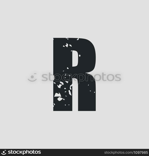 R letter grunge style simple design. Vector eps10