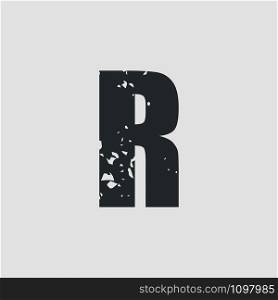 R letter grunge style simple design. Vector eps10
