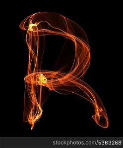 R letter in fire illustration