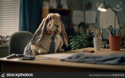 rabbit at the table office worker generative ai.
