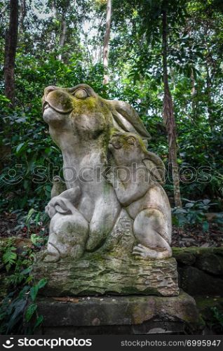 Rabbit statue in the sacred Monkey Forest, Ubud, Bali, Indonesia. Rabbit statue in the Monkey Forest, Ubud, Bali, Indonesia