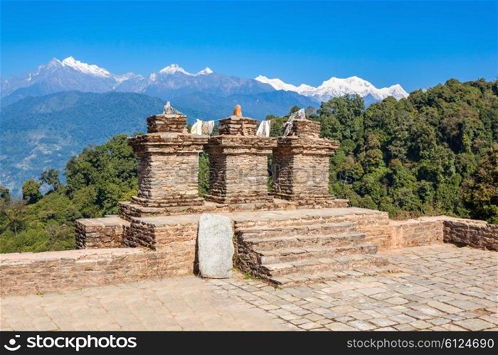 Rabdentse Ruins near Pelling, Sikkim state in India. Rabdentse was the second capital of the former kingdom of Sikkim.