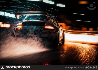 racing car in motion. drift. Illustration Generative AI. racing car in motion. drift. Illustration AI Generative