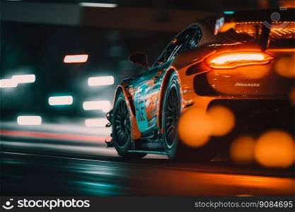 racing car in motion. drift. Illustration Generative AI. racing car in motion. drift. Illustration AI Generative