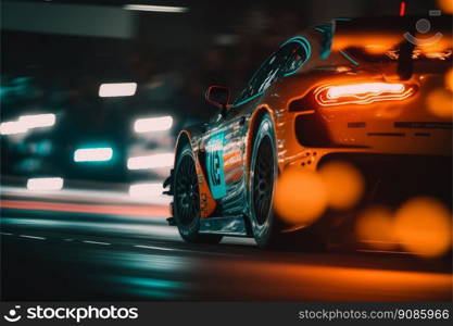 racing car in motion. drift. Illustration Generative AI. racing car in motion. drift. Illustration AI Generative