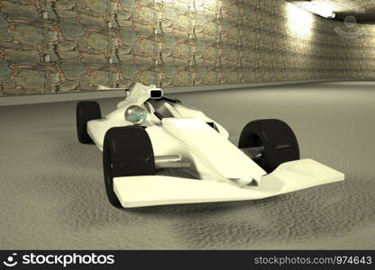 Racing car on the road, 3d rendering