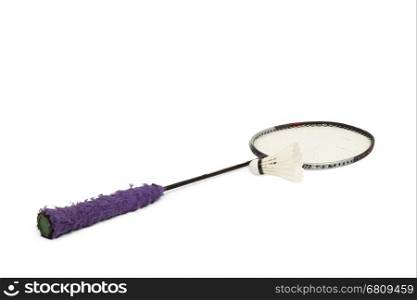racket and shuttlecock isolate on white background