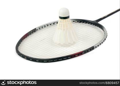 racket and shuttlecock isolate on white background with path